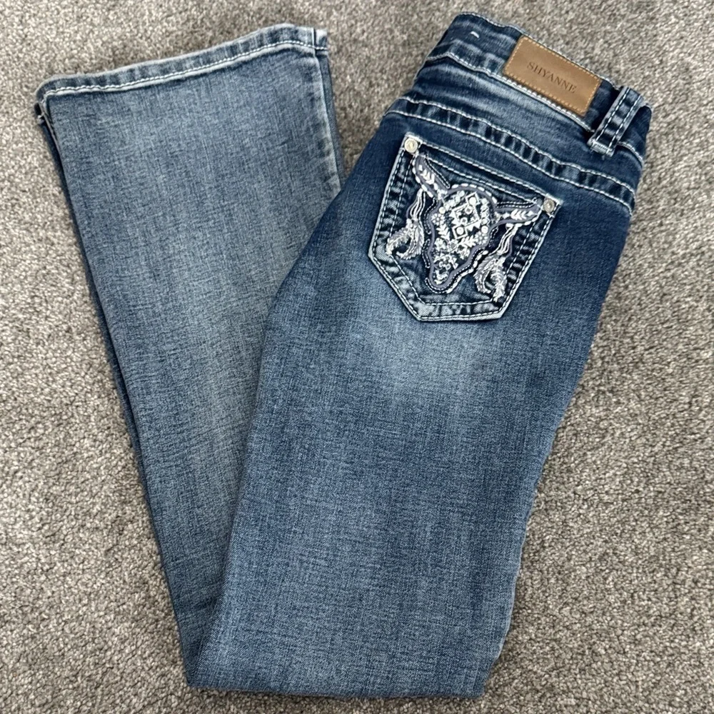 Shyanne Kids Blue Denim Jeans with Embroidered Pocket
